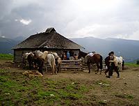 Bucegi plateau shepherd camp